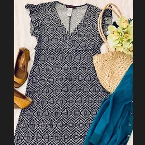 Summer dress w/flutter sleeves. Wash/ no wrinkle